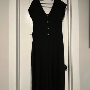 PrettyLittleThing Black Maxi Dress with Button Detail